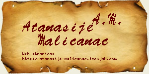 Atanasije Maličanac vizit kartica
